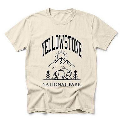 Yellowstone National Park Mountain - Men's Garment Dyed Graphic T-Shirt