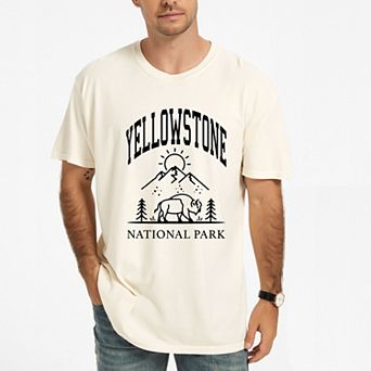 Yellowstone National Park Mountain - Men's Garment Dyed Graphic T-Shirt