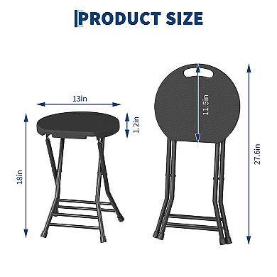 Portable Folding Stool with Handle Backless Foldable Bar Stool, Anti-Slip Feet, 600Lbs Capacity