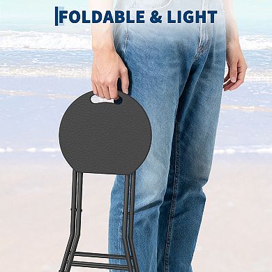 Portable Folding Stool with Handle Backless Foldable Bar Stool, Anti-Slip Feet, 600Lbs Capacity