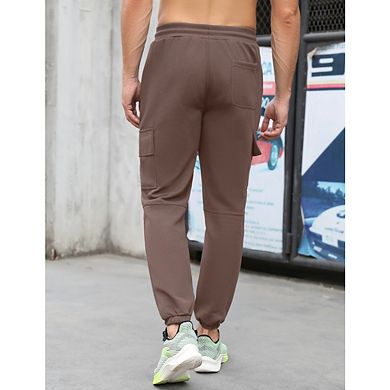 Men Solid Color Lightweight Athletic Cargo Joggers Pants with Pockets