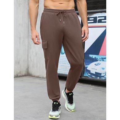Men Solid Color Lightweight Athletic Cargo Joggers Pants with Pockets