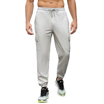 Men Solid Color Lightweight Athletic Cargo Joggers Pants with Pockets