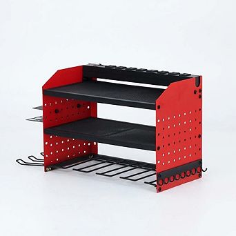 Heavy Duty Wall Mounted Power Tool Organizer Metal Garage Storage Rack, Hooks