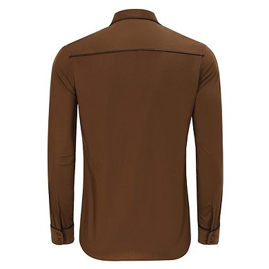 Men's Western Cowboy Fringe Long Sleeve Embroidered Slim Fit Casual Button Down Shirts