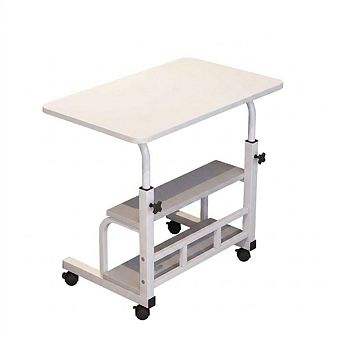 Adjustable Height Mobile Standing Desk Portable Rolling Computer Table with Storage Shelves