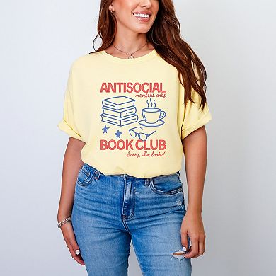 Antisocial Book Club Outline - Women's Garment Dyed Graphic T-Shirt