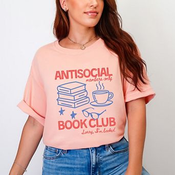 Antisocial Book Club Outline - Women's Garment Dyed Graphic T-Shirt