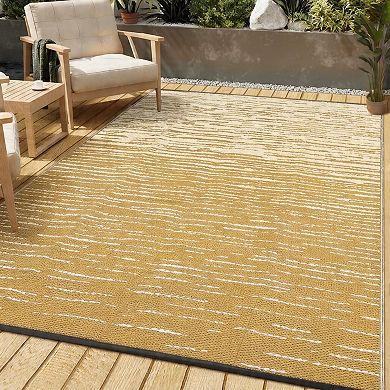 Outdoor Patio Rug, Waterproof UV, Striped Durable Floor Mat for Backyard Camping Porch Pool