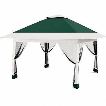 Pop Up Canopy Tent Outdoor Gazebo with One Push Setup Mosquito Netting Adjustable Height