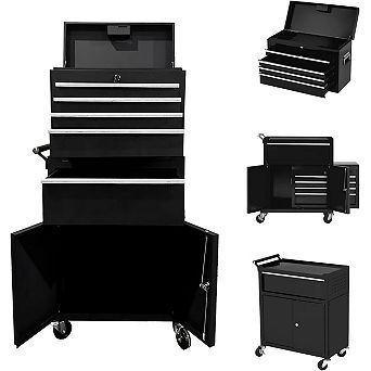 Heavy Duty 5-Drawer Rolling Tool Chest and Cabinet 2-in-1 Detachable Metal Storage Organizer