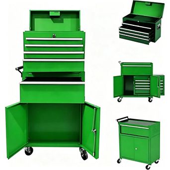 Heavy Duty 5-Drawer Rolling Tool Chest and Cabinet 2-in-1 Detachable Metal Storage Organizer