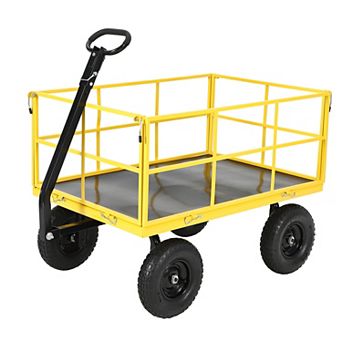 1500 lbs Heavy Duty 3-in-1 Steel Garden Wagon Cart,Utility Yard Trailer with Removable Mesh Sides