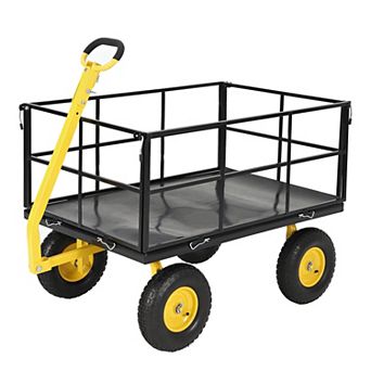 1500 lbs Heavy Duty 3-in-1 Steel Garden Wagon Cart,Utility Yard Trailer with Removable Mesh Sides