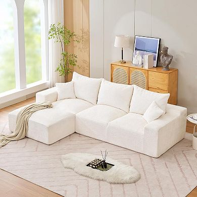 Modular L-Shaped Cloud Sofa 110" Convertible Chenille Sectional w/Ottomans, Washable & No Assembly