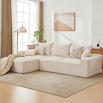 Modular L-Shaped Cloud Sofa 110" Convertible Chenille Sectional w/Ottomans, Washable & No Assembly