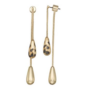 Nine West Gold Tone Front Back Drop Earrings