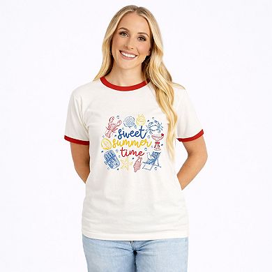 Sweet Summer Time Nautical - Women's Ringer Graphic T-Shirt
