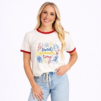 Sweet Summer Time Nautical - Women's Ringer Graphic T-Shirt