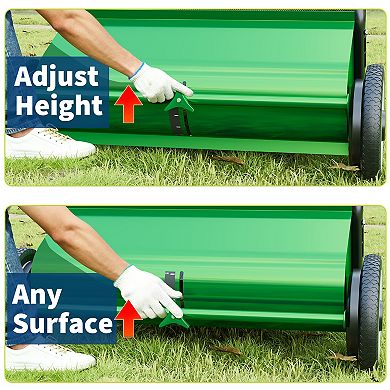 26" Lawn Sweeper, Heavy-Duty Frame, 7 Cu.Ft. 4 Brushes, Adjustable Height for Leaf Grass Debris