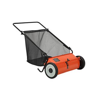 26" Lawn Sweeper, Heavy-Duty Frame, 7 Cu.Ft. 4 Brushes, Adjustable Height for Leaf Grass Debris