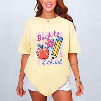 Back To School Stripes - Women's Garment Dyed Graphic T-Shirt