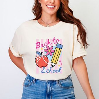 Back To School Stripes - Women's Garment Dyed Graphic T-Shirt