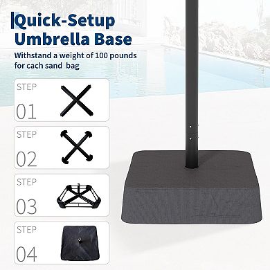 Patio Umbrella with Solar Lights and Base Tilt Crank Outdoor Table Umbrella UV Protection