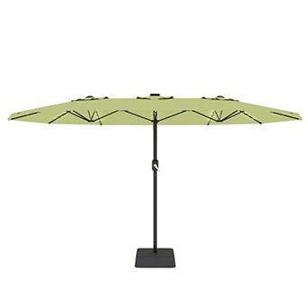 Patio Umbrella with Solar Lights and Base Tilt Crank Outdoor Table Umbrella UV Protection