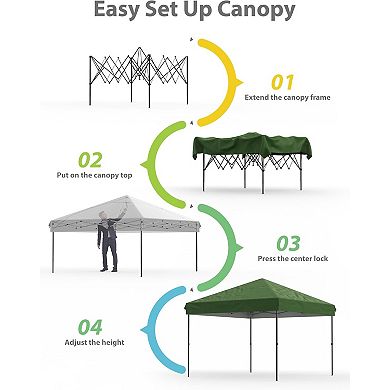 10x10 FT Pop Up Canopy, 210D Oxford, Rust-Proof, 3 Heights, UV, Roller Bag