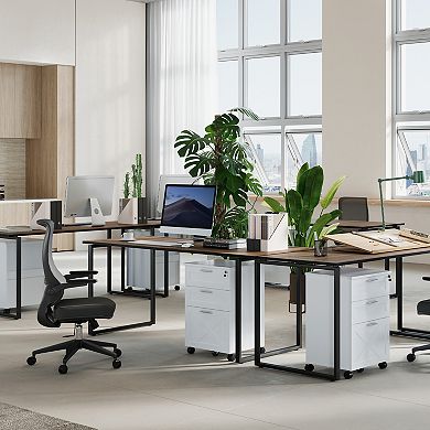 3 Drawer Locking File Cabinet with Wheels, Mobile Under Desk Filing Cabinet for A4/Letter