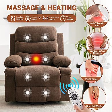 Oversized Power Lift Recliner Chair for Elderly ,Electric Reclining Lounge Sofa with Heat, Massage