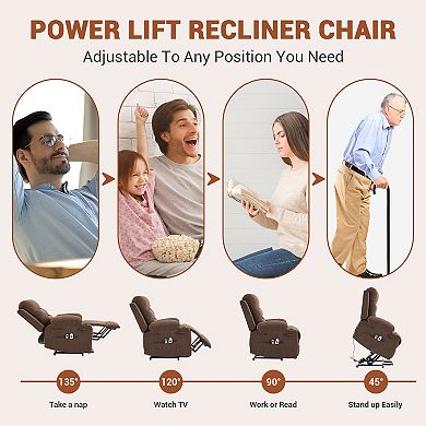 Oversized Power Lift Recliner Chair for Elderly ,Electric Reclining Lounge Sofa with Heat, Massage
