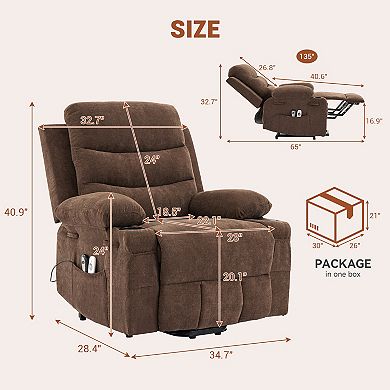 Oversized Power Lift Recliner Chair for Elderly ,Electric Reclining Lounge Sofa with Heat, Massage