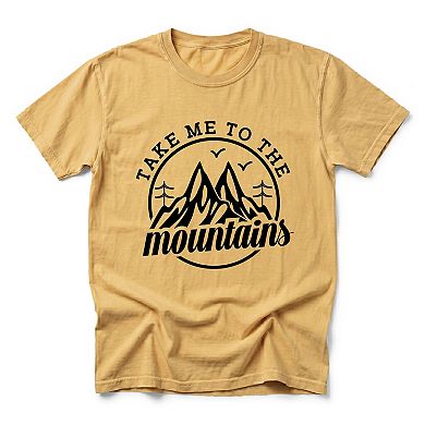 Take Me To The Mountains Circle - Men's Garment Dyed Graphic T-Shirt