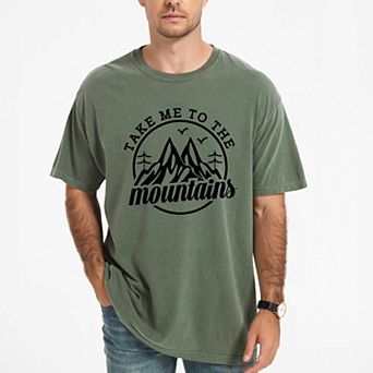 Take Me To The Mountains Circle - Men's Garment Dyed Graphic T-Shirt