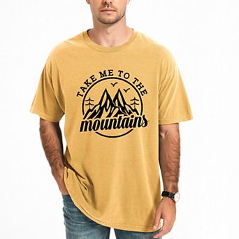 Take Me To The Mountains Circle - Men's Garment Dyed Graphic T-Shirt