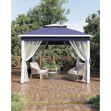 11x11ft Pop-Up Gazebo with Netting, Steel Frame, Water-Resistant for Party