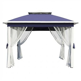 11x11ft Pop-Up Gazebo with Netting, Steel Frame, Water-Resistant for Party