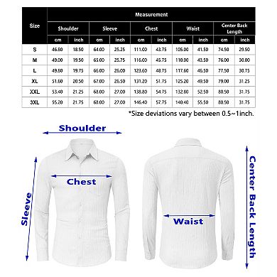 Men's Textured Long-Sleeve Button-Down Shirt for Casual Beach and Everyday Wear