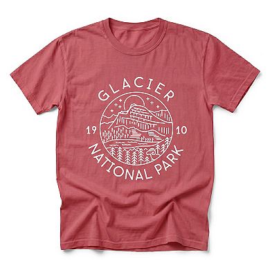 Glacier National Park - Men's Garment Dyed Graphic T-Shirt