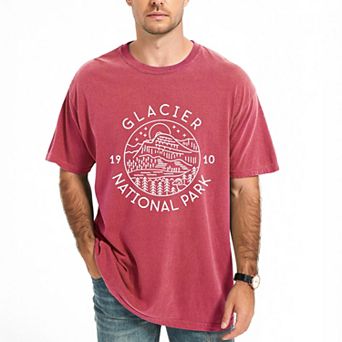 Glacier National Park - Men's Garment Dyed Graphic T-Shirt