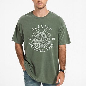 Glacier National Park - Men's Garment Dyed Graphic T-Shirt