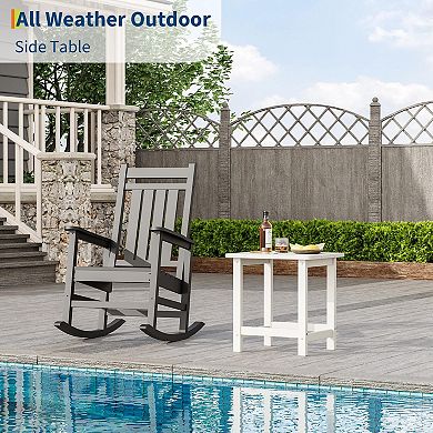 Weather Resistant HDPE Adirondack Square Outdoor Side Table, 17" Small Patio End Table for Garden
