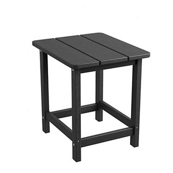 Weather Resistant HDPE Adirondack Square Outdoor Side Table, 17" Small Patio End Table for Garden