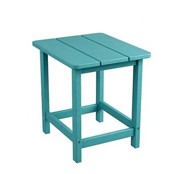 Weather Resistant HDPE Adirondack Square Outdoor Side Table, 17" Small Patio End Table for Garden