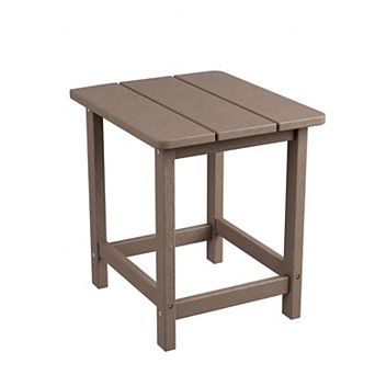 Weather Resistant HDPE Adirondack Square Outdoor Side Table, 17" Small Patio End Table for Garden