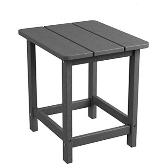 Weather Resistant HDPE Adirondack Square Outdoor Side Table, 17" Small Patio End Table for Garden