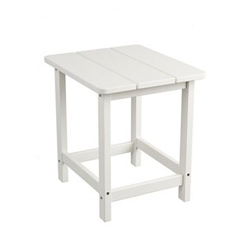 Weather Resistant HDPE Adirondack Square Outdoor Side Table, 17" Small Patio End Table for Garden