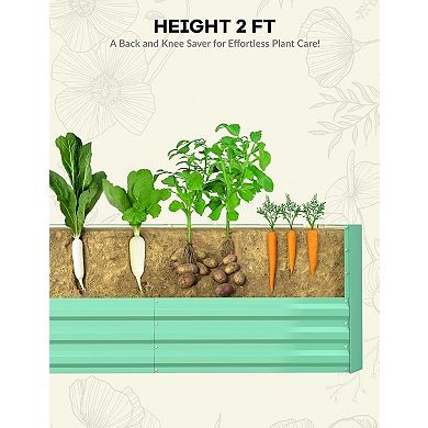 2PCS Galvanized Steel Rectangular Garden Bed with Open Base, Easy Assembly, Durable Planter